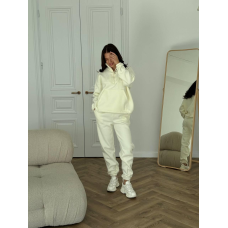Теплий костюм жіночий на флісі Молочний, XS-S