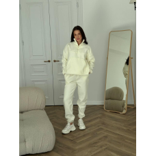 Теплий жіночий костюм TEDDY Молочний, XL-2XL