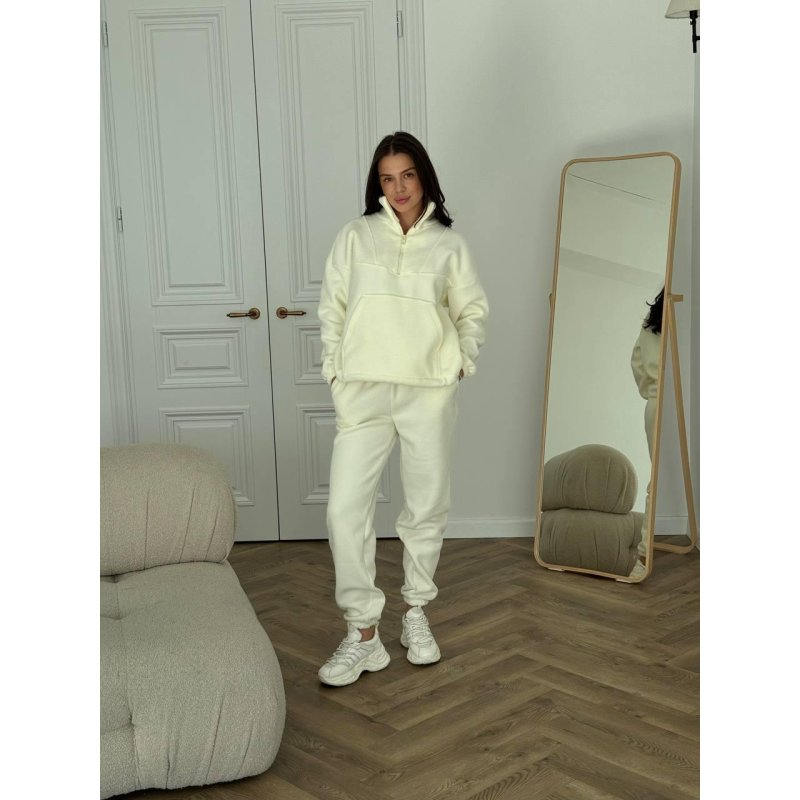 Теплий жіночий костюм TEDDY Молочний, XL-2XL