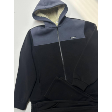 Зимовий чоловічий спортивний костюм на хутрі 48/50, Чорний