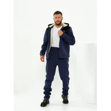 Чоловічий теплий костюм на флісі з хутром Синій 48/50