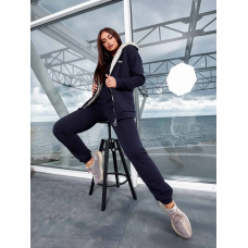 Жіночий костюм з хутром Синий 4XL/5XL