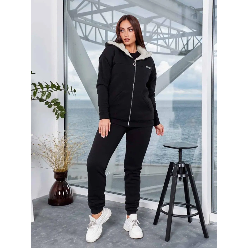 Жіночий костюм з хутром Синий 4XL/5XL