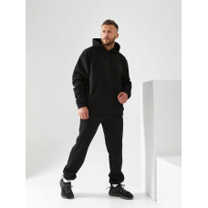 Чоловічий спортивний теплий костюм на флісі Чорний, 50/52