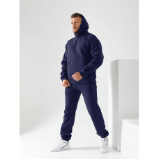 Чоловічий спортивний теплий костюм на флісі Темно-синій, 46/48
