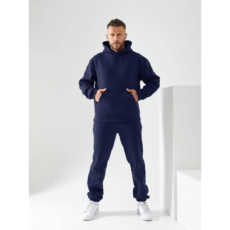 Чоловічий спортивний теплий костюм на флісі Темно-синій,  54/56