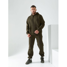 Чоловічий спортивний теплий костюм на флісі  Хакі, 46/48