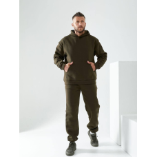 Чоловічий спортивний теплий костюм на флісі Хакі, 54/56