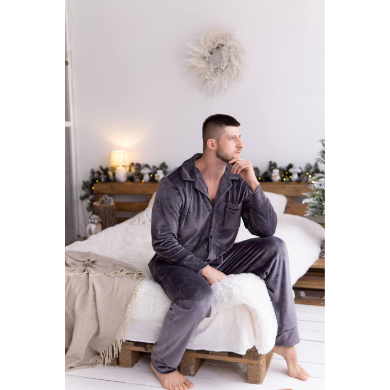 Піжама чоловіча велюрова на ґудзиках