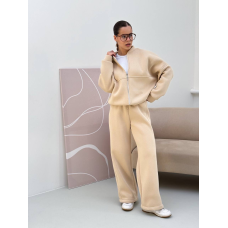 Жіночий костюм-двійка з широкими штанами Молочний, 42/46