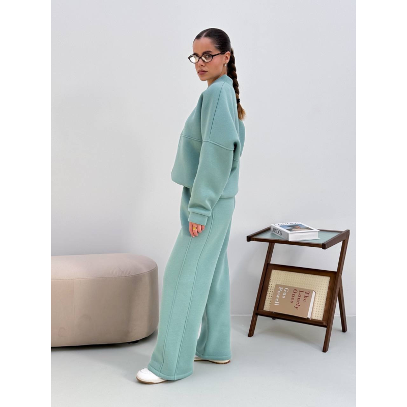 Жіночий теплий костюм-двійка з широкими штанами Оливка 48/52 Жіночий теплий костюм-двійка з широкими штанами Оливка 48/52