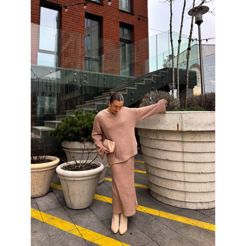 Жіночий в“язаний костюм з юбкою Мокко, 42/44