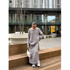 Жіночий в“язаний костюм з юбкою Сірий 46/48