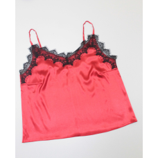 Базова майка жіноча із мереживом атлас Червоний, L