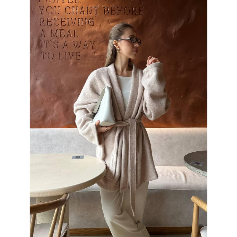 Кардиган жіночий із запахом Бежевий оверсайз