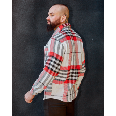 Тепла Сорочка Мадрид біло-червоний XXL