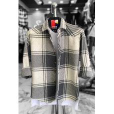 Тепла сорочка Бейджин сіро-білий S