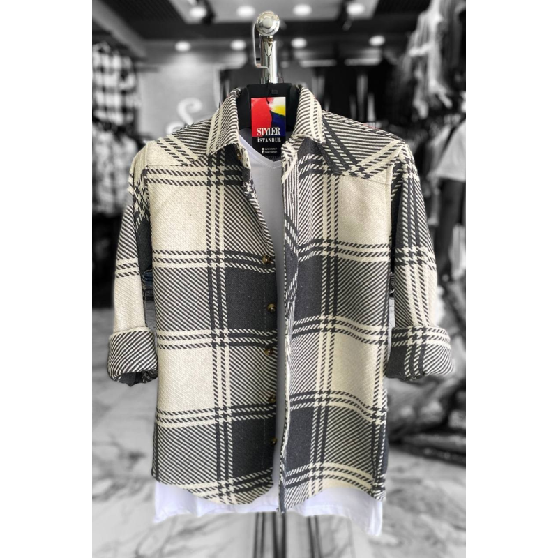 Тепла сорочка Бейджин сіро-білий S Тепла сорочка Бейджин сіро-білий S