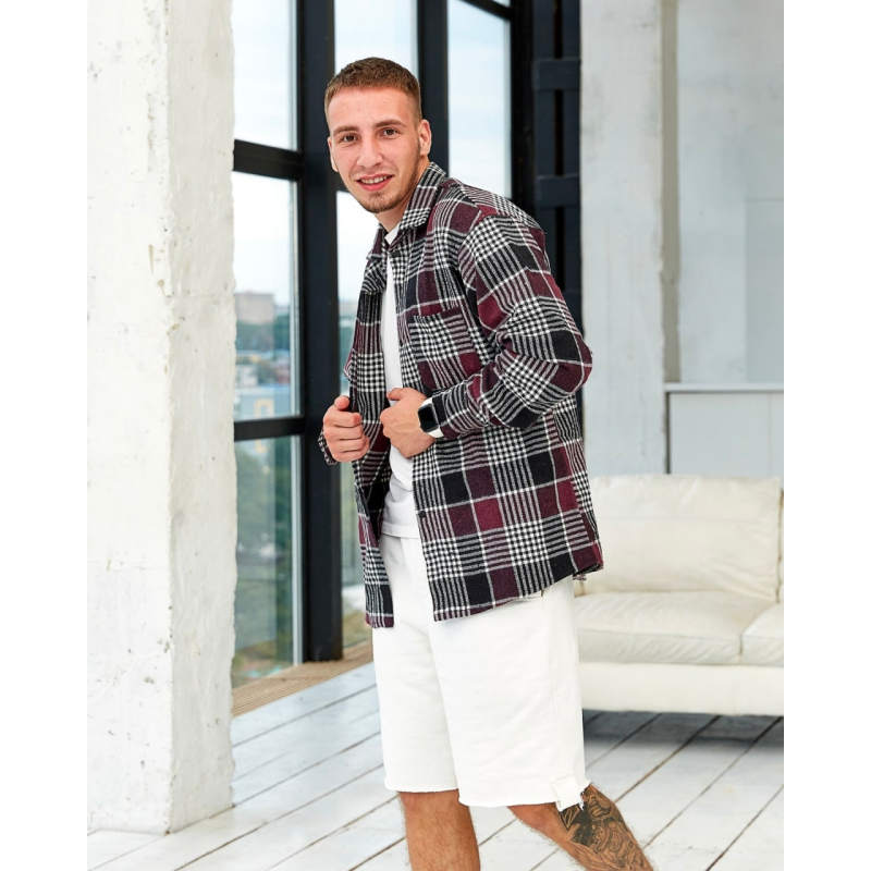 Сорочка тепла байка бордовий S Сорочка тепла байка бордовий S