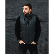 Жилетка чоловіча шкіряна дута Чорний XL
