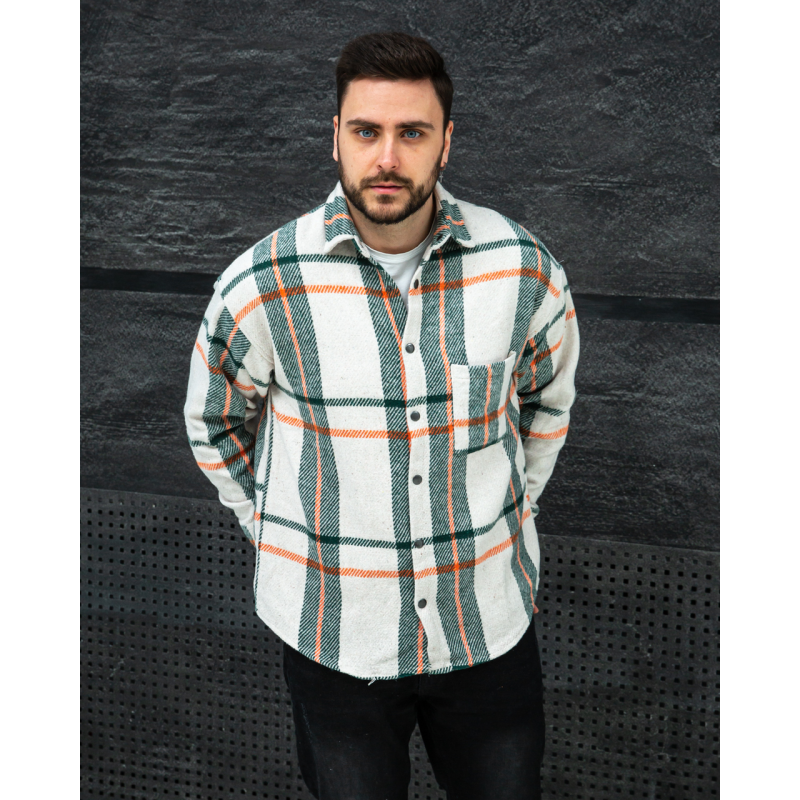 Сорочка байка Топ біло-зелений L