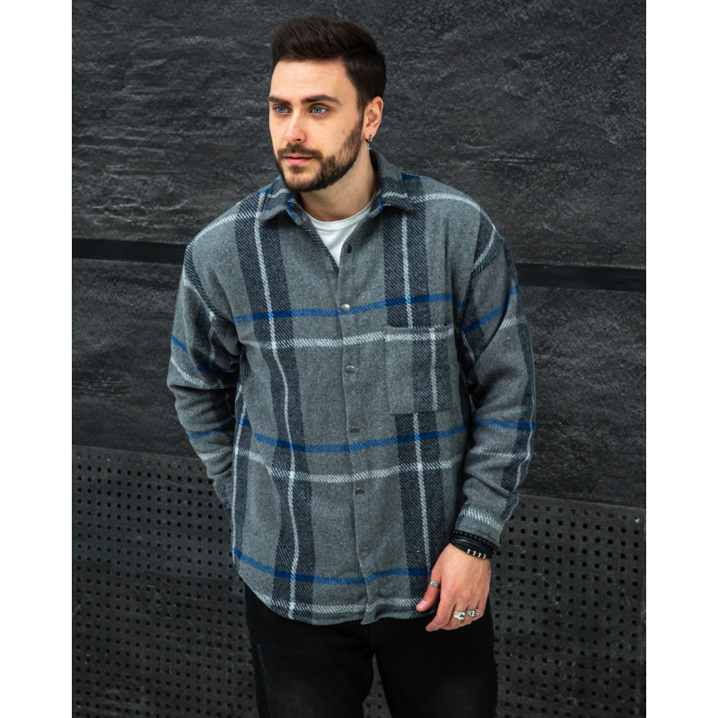 Сорочка байка Топ сіро-синій L