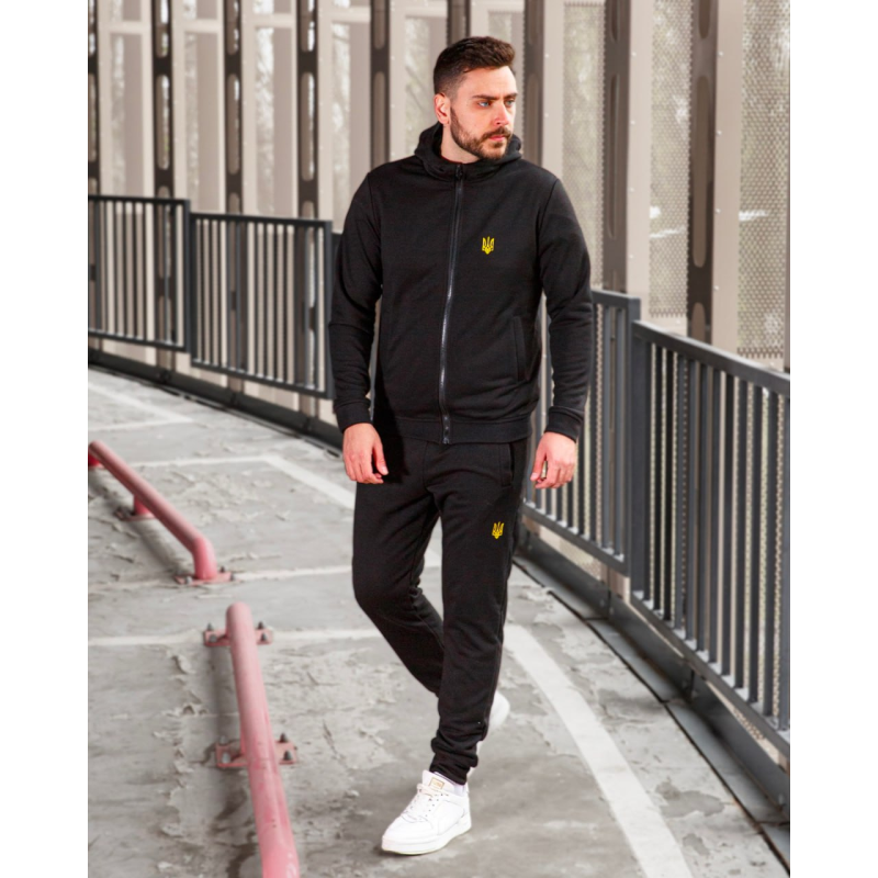 Костюм спортивний чоловічий тризуб весна Чорний M