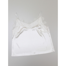 Базова майка жіноча з мереживом атлас білий, L