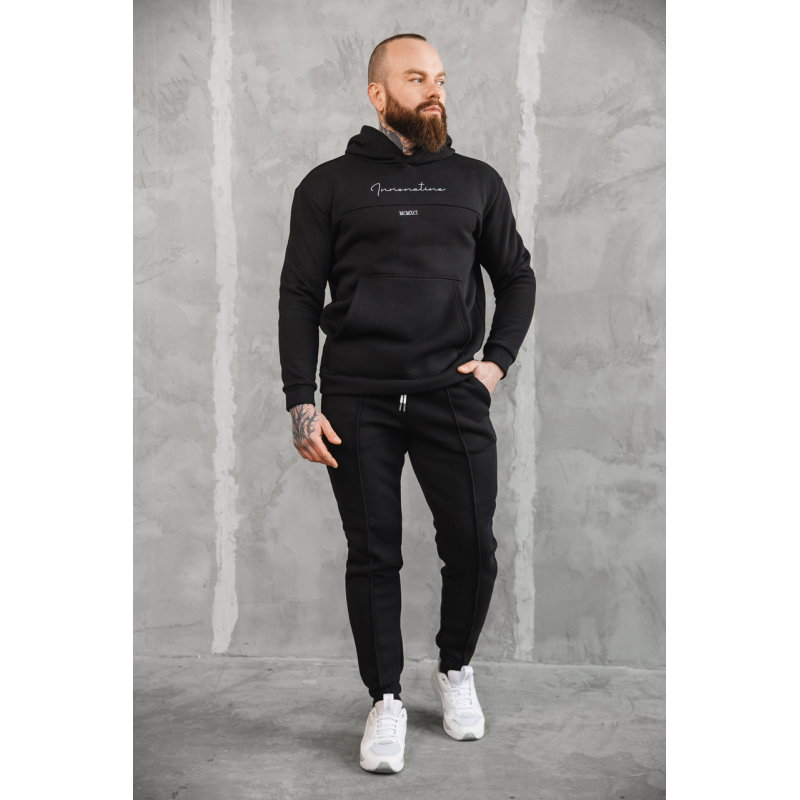 Теплий спортивний костюм чоловічий Європа Чорний S