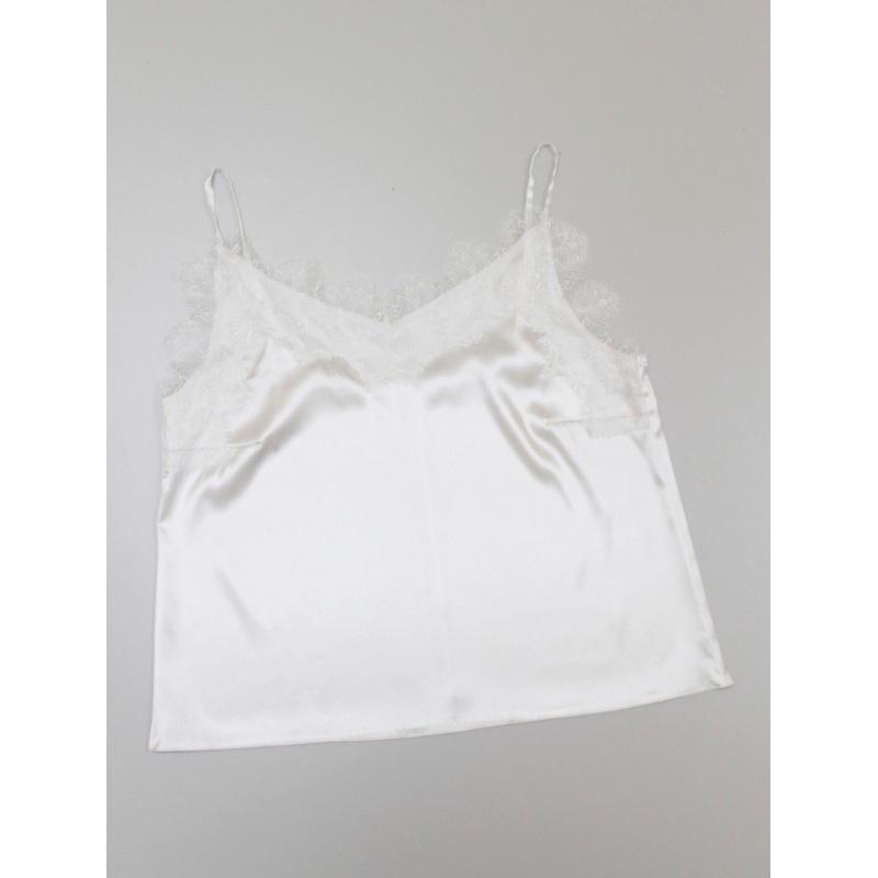 Базова майка жіноча з мереживом атлас білий, XL