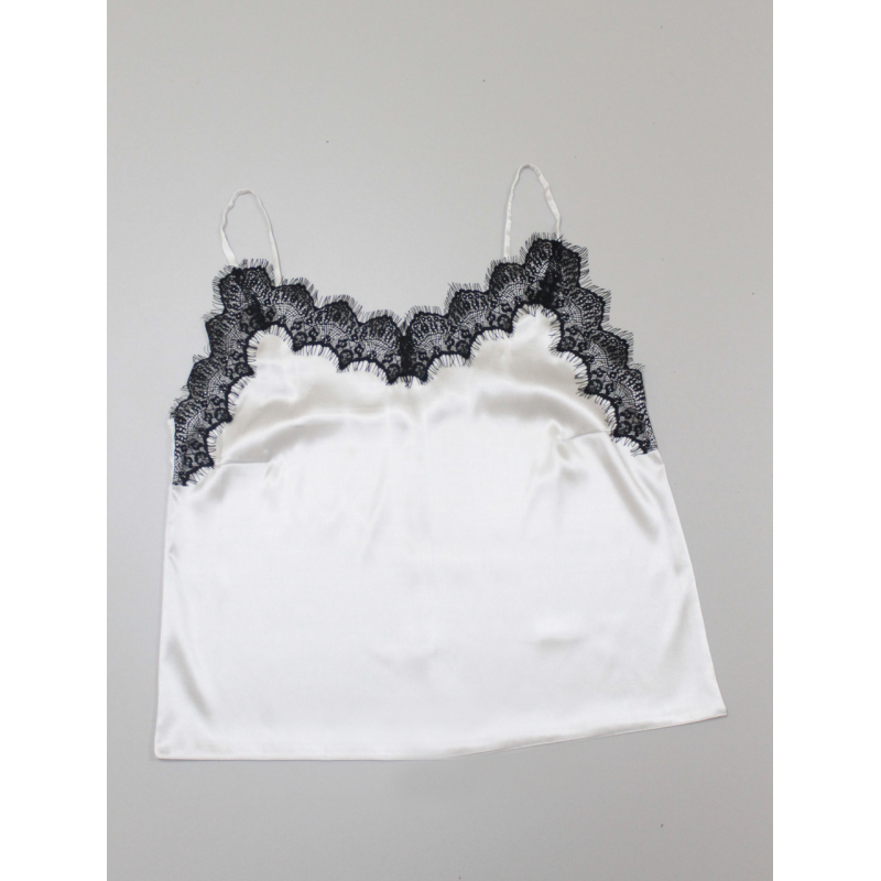 Базовий топ із мереживом атлас Біла з чорним, S