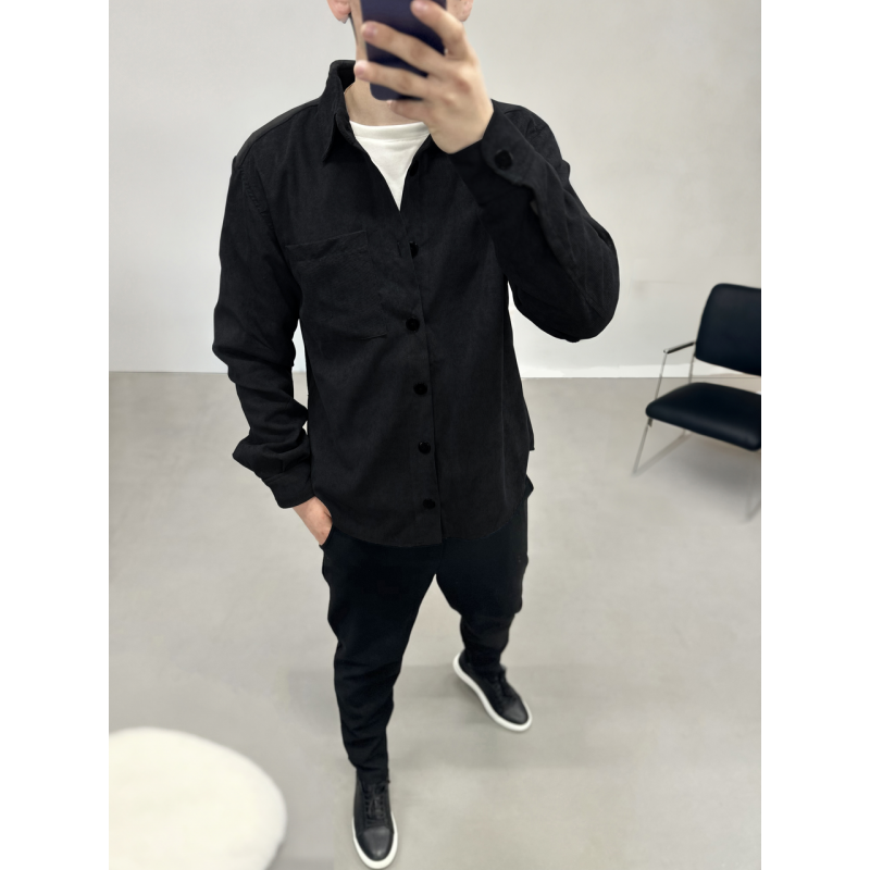 Сорочка вельвет Чорний L