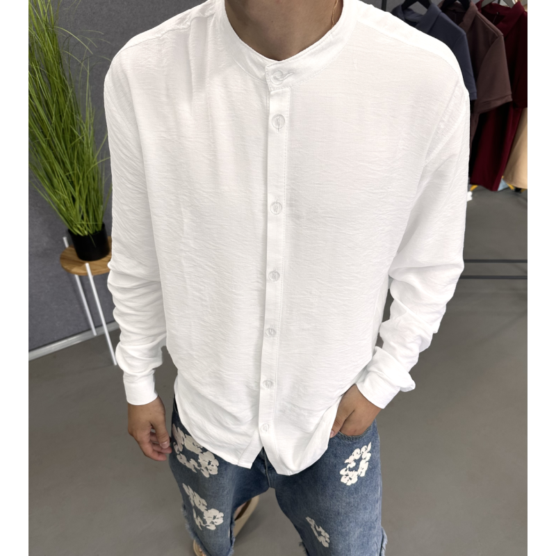 Сорочка льон жатка білий M