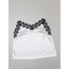 Базовий топ із мереживом атлас Біла з чорним, L