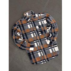 Сорочка тепла фліс біло-жовтогарячий XL