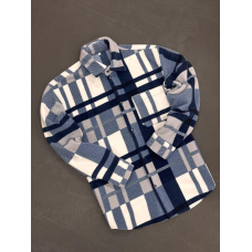 Рубашка тепла фліс бело-темносиний M