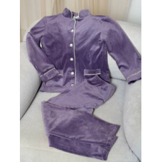 Дитяча велюрова тепла піжама дві кишені, Чорна 110-116