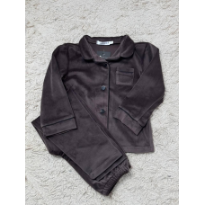 Дитяча велюрова тепла піжама одна кишеня, Шоколадний 110-116