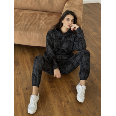 Теплий спортивний костюм жіночий мармуровий принт на флісі