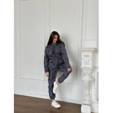 Теплий спортивний костюм жіночий мармуровий принт на флісі