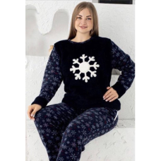 Піжама флісова жіноча, темно-синя 2XL