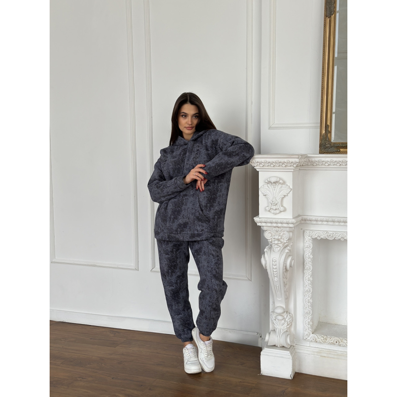 Теплий спортивний костюм жіночий мармуровий принт на флісі