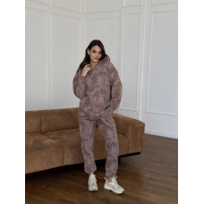 Теплий спортивний костюм жіночий мармуровий принт на флісі