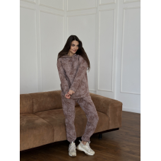 Теплий спортивний костюм жіночий мармуровий принт на флісі