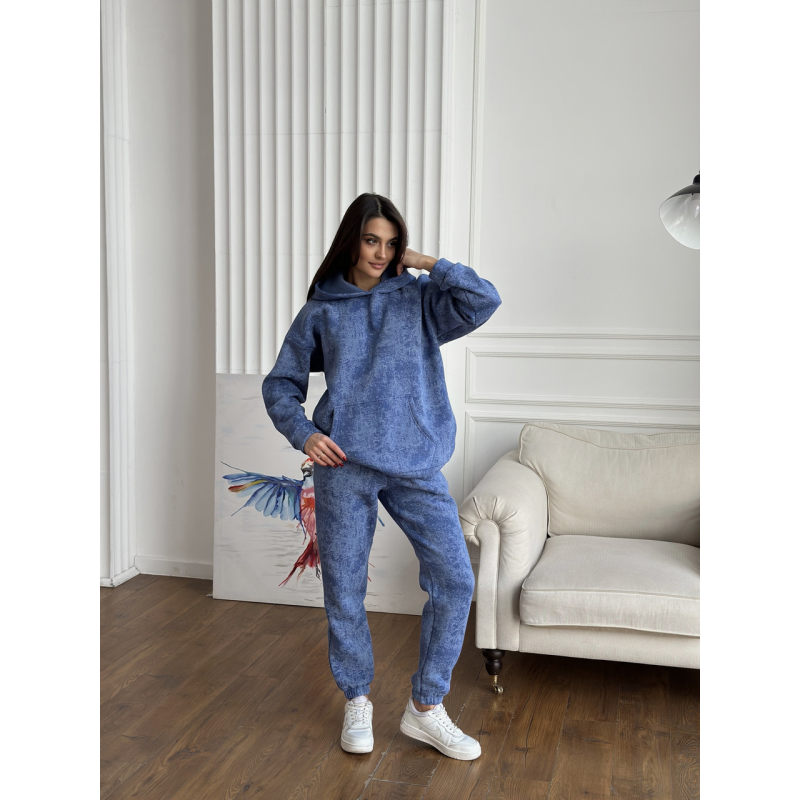Теплий спортивний костюм жіночий мармуровий принт на флісі
