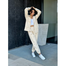 Флісовий жіночий спортивний костюм, Молочний, 46/48