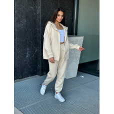 Теплий спортивний костюм жіночий на блискавці, Молочний, 50/52