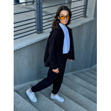 Жіночий теплий костюм на флісі, Чорний, 46/48