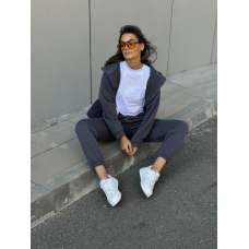 Теплий спортивний костюм жіночий на блискавці,  Графітовий, 46/48