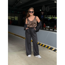 Жіночий костюм-двійка з широкими штанами Чорний, 50/52